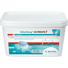 Bayrol Chlorilong ULTIMATE 7 - дезинфекция бассейна - хлорные таблетки 7 в 1 300 г, очень высокое содержание активного хлора, медленно растворяются - 4,8 кг