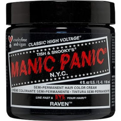 Manic Panic Raven Classic krēms, vegānisks, nekaitīgs, melns, puspermanenta matu krāsošanas līdzeklis, 118 ml