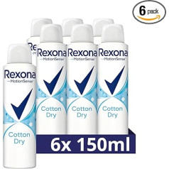 Rexona MotionSense Deodorant Spray Cotton Dry Anti Perspirant with 48 hours protection against body odor and underarm wetness 6x 150 ml