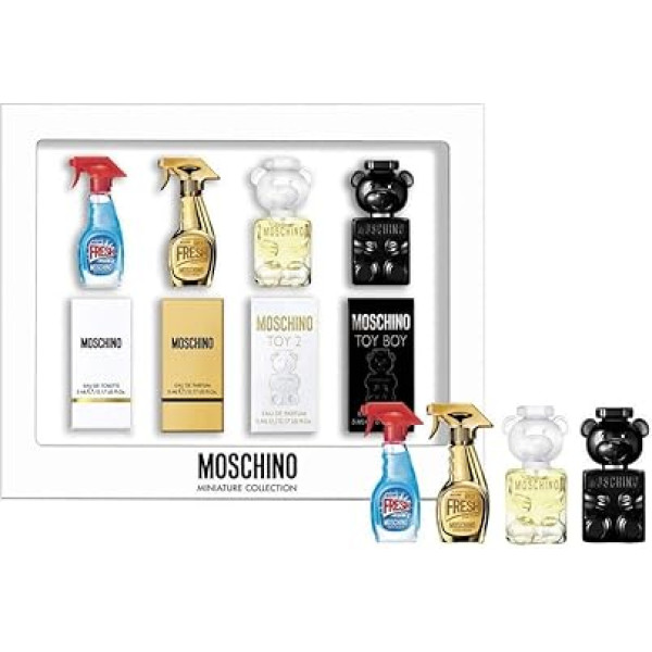 Moschino Toy Boy Eau de Parfum dāvanu komplekts + Toy 2 Eau de Parfum + Gold Fresh Couture Eau de Parfum + Fresh Couture Eau de Toilette 5 ml katrā pudelītē