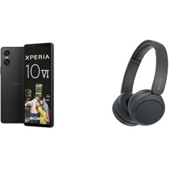 Sony Xperia 10 VI - 6,1 collu 21:9 OLED, 5000 mAh akumulators, trīs optiskie fokusa attālumi, 3,5 mm audio, Android 14, IP65/68, Dual SIM, melns, ar Bluetooth austiņām