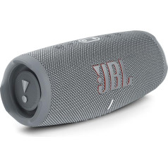 JBL Charge 5 Bluetooth skaļrunis, ūdensizturīgs pārnēsājams bumbokss ar iebūvētu barošanas bloku, ar vienu akumulatora uzlādi līdz 20 stundām bezvadu mūzikas baudīšanas, pelēks