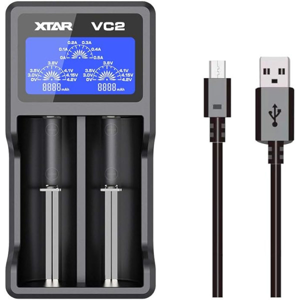 XTAR VC2 Ladegerät mit LCD-Display