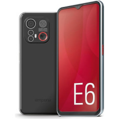 emporia SMART.6, mobilais tālrunis vecākiem, 5G VoLTE, viedtālrunis vecākiem bez līguma, mobilais tālrunis ar avārijas pogu, 6,58 collu displejs, Android 13, 50 MP kamera, melns