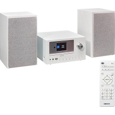 MEDION P85003 Mikro audio sistēma Kompaktā sistēma (interneta radio, DAB+, PLL FM radio, Bluetooth, USB ports, AUX, 2 x 150 W) Balta