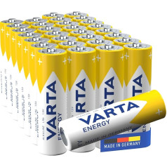 VARTA AA baterijas, 30 gab., 1,5 V, 1,5 V, sārmainas, 80% pārstrādāts iepakojums, paredzētas vienkāršām pamatvajadzībām, ražotas Vācijā