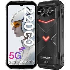 DOOGEE VMAXPLUS Android 14 Āra mobilais tālrunis 5G, 512 GBROM 36 GB RAM 22000 mAh 6,58 collu FHD+ 120 Hz Āra viedtālrunis bez līguma 200MP + 32MP + 20MP nakts redzamības kamera Dual SIM/WiFi