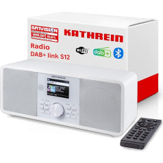 Kathrein DAB+ link S12 I DAB Plus radio ar EWF I Digitālais radio DAB+ un FM, interneta radio I WLAN radio ar Bluetooth straumēšanai, AUX 3,5 mm I Radio ar tālvadības pulti un lietotnes vadību, balts