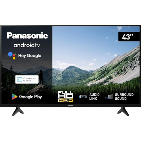 Panasonic TX-43MSW504, 43 collu Full HD LED Smart 2023 televizors, Android TV, Apkārtējā skaņa, Google Assistant, Chromecast, Spilgts panelis, HD Color Engine, melns