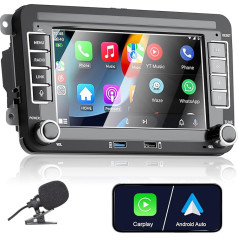 Apple Carplay auto radio VW Golf 5 6 Polo T5 Tiguan Skoda Passat Jetta Caddy B6 B7 Touran Android automašīnai, 7 collu skārienjūtīgais ekrāns ar Bluetooth/FM/AM/USB/RDS/Vehicle Image Backward