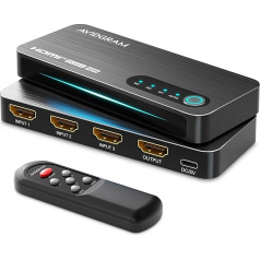 HDMI 2.1 slēdzis 3x1, AVIDGRAM 8K HDMI slēdzis 3 in 1 Out ar IR tālvadības pulti, HDMI slēdzis 4K 120Hz, auto atbalsts 8K 48Gbps