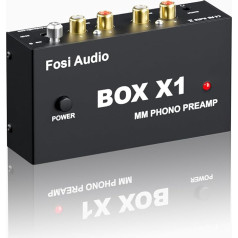 Fosi Audio BOX X1 Phono priekšpastiprinātājs MM gramofonam ar 3,5 mm austiņu un RCA izeju + barošanas slēdzi - ideāls Phono priekšpastiprinātājs vinila entuziastiem