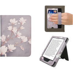 kwmobile Flip Cover saderīgs ar Kobo Clara BW/Clara Colour/Tolino Shine (5) / Shine Colour - Futrālis ar siksniņu Magnolia Taupe White Blue Grey