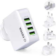 FDTEK 4 in 1 ceļojuma adapteris visā pasaulē 4 USB universālā ceļojuma kontaktdakša ar UK EU USA OFF adaptera lādētāju 22W 4.4A starptautiskais kontaktligzdas adapteris Multi kontaktligzdas adapteris Ceļojuma adapteris ES UK ASV