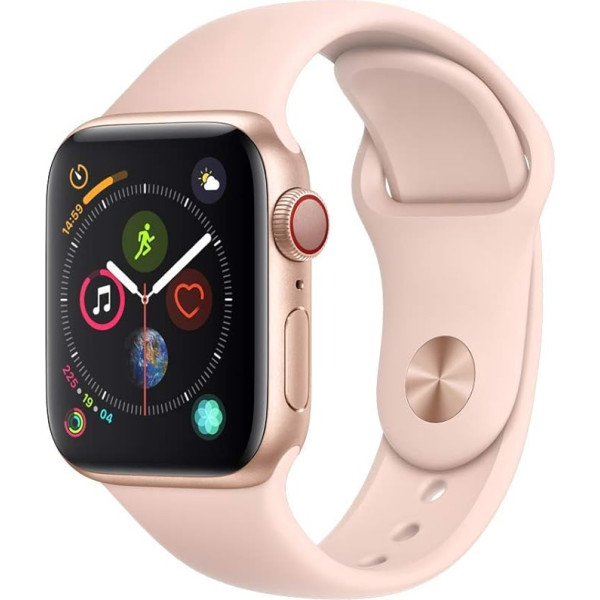 Apple Watch Series 4 (GPS + Cellular, 40 mm) Alumīnija vāciņš, zelta krāsā, ar sporta jostu, smilškrāsains (Bendra)