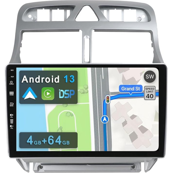 YUNTX [4GB + 64GB] Android 13 autoradio Peugeot 307 SW CC (2002-2013)-[Integrēts CarPlay/Android Car/DSP/GPS]-9 collu IPS CAM + MIC-DAB/Stūres vadības pults vadība/Mirror Link/Bluetooth 5.0/360