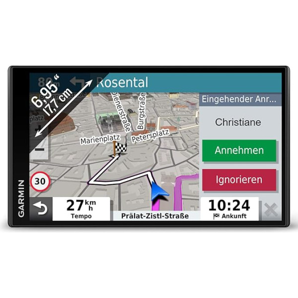 Garmin DriveSmart 65 MT-S EU, navigācijas ierīce, 6,95 collu (17,7 cm) krāsu displejs, iepriekš instalētas 3D kartes Eiropai (46 valstis), tiešraide, izmantojot lietotni Drive, balss vadība un autovadītāja palīgsistēma