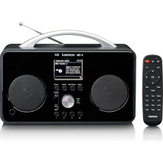 Lenco PIR-645 - Pārnēsājams interneta radio - WiFi - DAB+ un FM uztvērējs - Bluetooth - 2,6 collu TFT ekrāns - 4 atmiņas pogas - modinātāja funkcija - WiFi straumēšana - 4400 mAh akumulators - melns