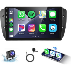 Podofo Carplay auto radio Seat Ibiza 2009-2013, 9 collu skārienjūtīgais ekrāns, auto radio 2G + 64G ar bezvadu Apple Carplay Android Car, Bluetooth/Mirror Link/GPS/WiFi/FM/RDS/SWC + atpakaļgaitas kamera