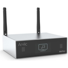 Arylic S50 Pro+ WiFi un Bluetooth 5.0 audio uztvērējs, aptX HD priekšpastiprinātājs ar ESS Sabre Dac AKM ADC Multiroom/Multizone, bezvadu WiFi audio uztvērējs ar AirPlay, Spotify, interneta radio