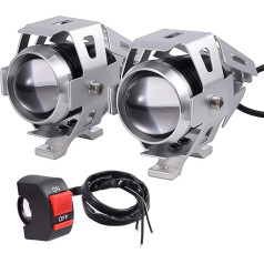 PROZOR Motorrad Scheinwerfer 2 Wasserdicht rostfrei CREE U5 LED Motorrad Scheinwerfer mit 3 Modi Super Hell 125 W 3000LM Aluminium verstellbar Motorrad, 2 priekšējie lukturi Spots für Motorrad Auto