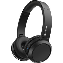 PHILIPS H4205BK/00 austiņas uz ausīm ar basa pastiprināšanas pogu, Bluetooth, 29 stundu atskaņošana, ātrā uzlāde, trokšņu izolācija, salokāmas, matēti melnas krāsas