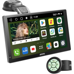 ATOTO P9 7 collu Android autoradio ar QLED displeju, atbalsta bezvadu CarPlay un Android Car, 2+32 GB, GPS, Dual Bluetooth, WiFi, USB un Bluetooth interneta koplietošana, automātiskā aptumšošana, P907SD