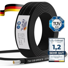 ANFIL Saules kabeļa pagarinājums 4 mm2/12AWG saules paneļu fotoelementu pagarinājuma kabelis Saules PV kabelis profesionālai saules sistēmas uzstādīšanai (30 m melns)