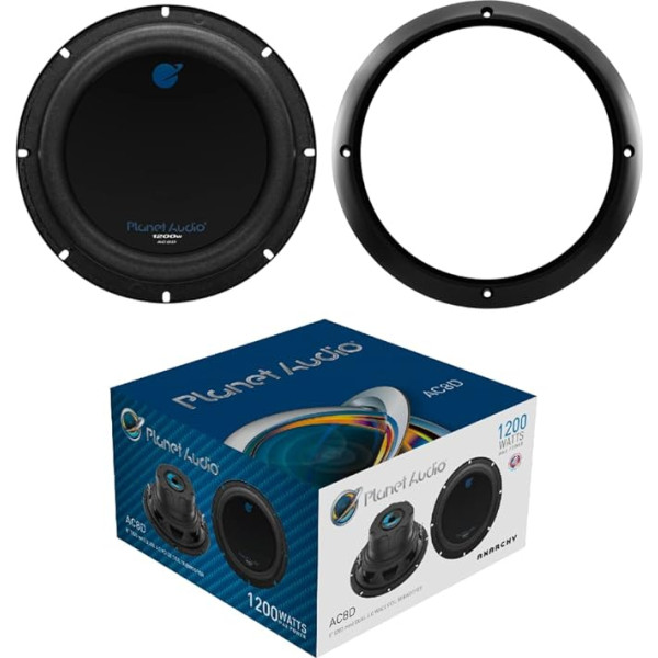 XPL 1 zemfrekvences skaļrunis, saderīgs ar Planet Audio AC8D 20 cm 200 mm 8 collu 600 W rms un 1200 W max dvc divvudu balss spole 4 ohm automašīnai vai koferim + gredzens, 1 gab.