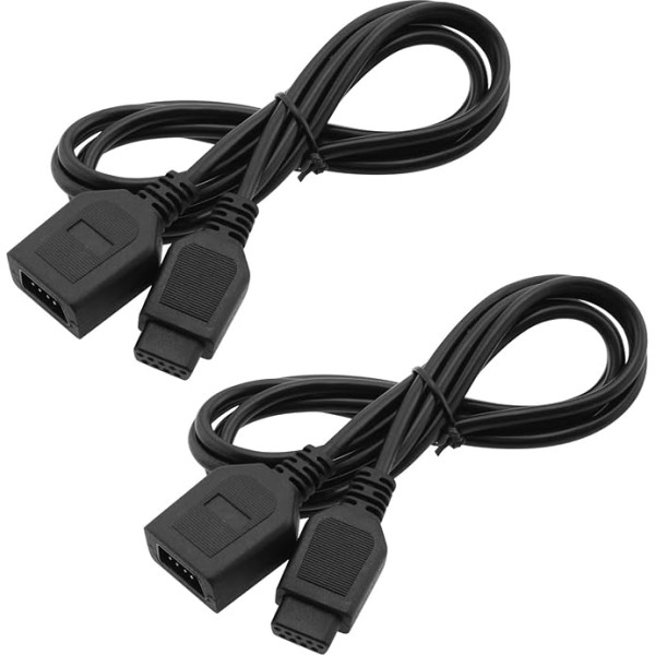 LT Easiyl 2 Pack 9 Pin Controller Grip pagarinājuma kabelis saderīgs ar Sega Genesis saderīgs ar Mega Drive 1 2 3 Controller Cable 1.8M garums (melns)