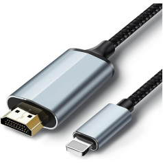 HDMI kabelis iPhone, HDMI pārveidotāja kabelis iPhone i-Pad uz TV HDMI savienojuma kabelis iOS 17,16,15,14, YouTube TV izeja, HD 1080P izšķirtspēja 2M