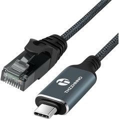 Thzzhnno USB C uz Ethernet kabelis 3m no C tipa uz RJ45 Gigabit LAN tīkla 1Gbps adaptera kabelis ar tiešu savienojumu Thunderbolt 3/4, saderīgs ar MacBook Pro/Air, iPad Pro, iPhone 15 Series