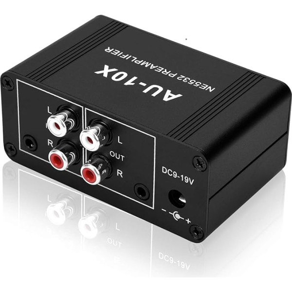 ATNEDCVH Mini mini stereo audio priekšpastiprinātājs austiņu pastiprinātājs Gain 20dB Phono gramofona priekšpastiprinātājs Dual OP Amplifier NE5532 ar 3,5 mm RCA ieeju uz 3,5 mm