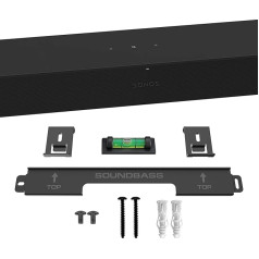 Soundbass Soundbar kronšteins, saderīgs ar Sonos Ray Soundbar, ietver visus nepieciešamos montāžas piederumus, peldošs Soundbar sienas stiprinājums, melns