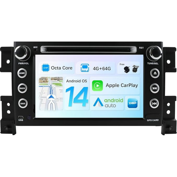 BXLIYER Android 14 Auto radio priekš Suzuki Grand Vitara (2005-2018) - 4G+64G - Iebūvēts DSP/Carplay/Android Car - LED kamera + mikrofons - 8 collu 2 DIN - Vadāms no stūres Dab 4G WiFi 360 kamera Fast Boot