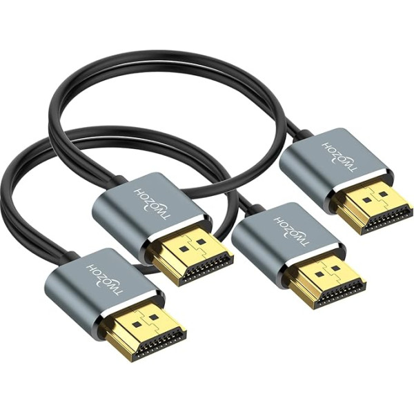 Twozoh elastīgs un plāns HDMI kabelis 10 m, 2 gabali, īpaši plāns HDMI kabelis, kas atbalsta ātrgaitas 4K @ 60Hz 18Gbps 2160P/1080P