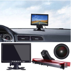 18 mm objektīvs Augstākās kvalitātes aizmugures skata kamera + 7 collu TFT LCD ekrāna monitora bremžu gaisma Auto jumta atpakaļgaitas kamera Ford Transit Connect 2014-2017 Van bremžu gaisma 3rd