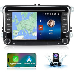 Android auto radio ar navigācijas ekrānu VW Golf 5 6 Polo Seat Passat, 7 collu Android Car Carplay Double DIN radio, auto radio Touch Display Bluetooth RDS FM GPS WiFi atpakaļgaitas kamera