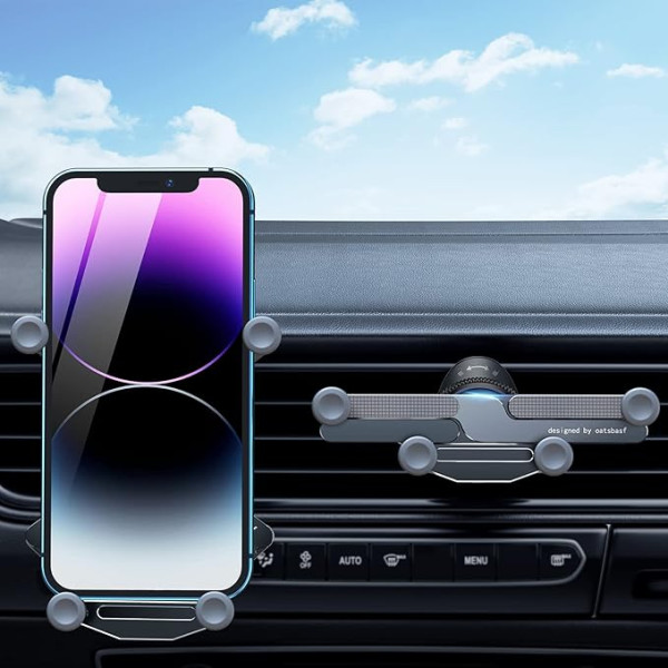 xuenair Auto tālruņa turētājs, gaisa ventilācijas telefona turētājs automašīnai, automātiskais brīvroku turētājs iPhone 11/12/13/14 Pro Max automašīnai - melns