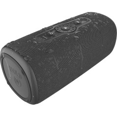 Fresh 'n Rebel Bold M2 Bluetooth skaļrunis ar 24 stundu atskaņošanas laiku, ūdensizturīgs (IP67), pārnēsājams Bluetooth mūzikas skaļrunis, ballītes režīms, skaļuma regulēšanas gredzens, dziļi basi, jaudīgs skaļums (melns)