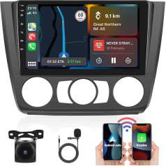 [2+64G] SIXWIN Android 13 autoradio BMW 1. sērijas E81/E82/E87/E88 (2004-2011) ar Carplay/Android Auto/Mirrorlink, 9 collu kapacitīvais skārienjūtīgais skārienjūtīgais ekrāns Atbalsta WiFi/GPS/FM/Bluetooth + AHD kamera