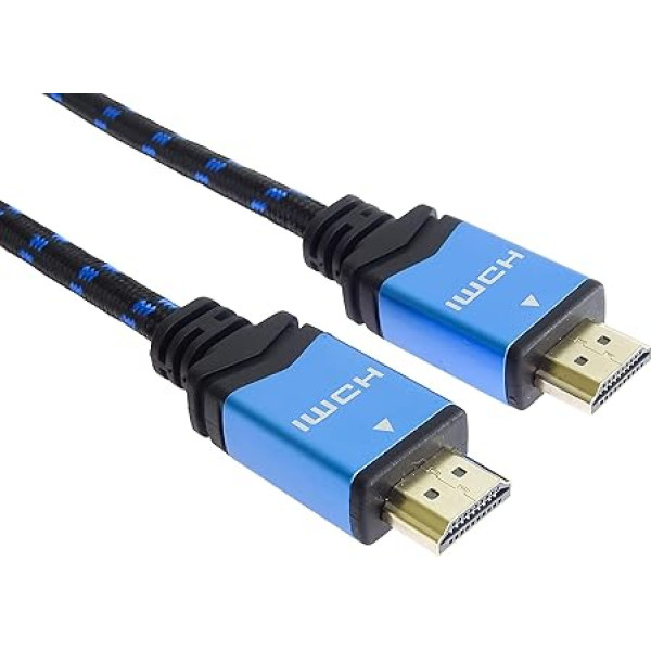 PremiumCord 4K ātrgaitas HDMI 2.0b kabelis 2 m M/M 18 Gb/s ar Ethernet, saderīgs ar 4K @ 60Hz UHD 2160p, 3D video - zeltīti savienotāji, kokvilnas pārklājums, 2 m