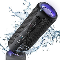 Deeyaple 30 W Bluetooth skaļrunis Pārnēsājams mūzikas skaļrunis BT 5.3 IPX7 ūdensizturīgs Jaudīgi basi RGB gaisma āra kempinga dārza ballītei melns