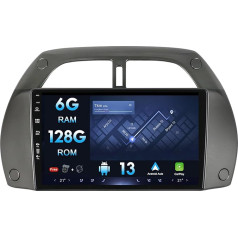 Android Double DIN auto radio piemērots Toyota RAV4 2001-2006 kamerai un mikrofonam bez [6G + 128G] Atbalsta stūres vadības ierīci 4G WiFi DAB Carplay DSP 360 kamera