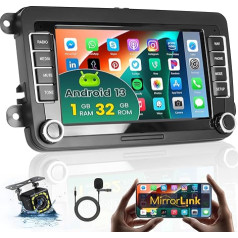 Android auto radio VW Golf 5 6 Passat Polo Tiguan Touran Caddy Skoda Seat Touchscreen 7 collu radio ar GPS navigāciju WiFi Bluetooth Mirror Link FM RDS Split Screen atpakaļgaitas kamera