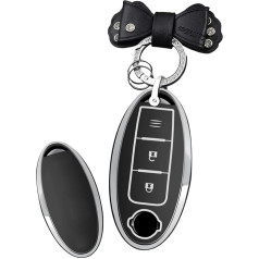 HIBEYO Automašīnas atslēgu futrālis piemērots Nissan atslēgu futrālis atslēgu kastītei Nissan Kicks Tiida Pathfinder Qashqai Murano Note Juke Aizsargājošais vāciņš Case Key Case 3 pogas Black