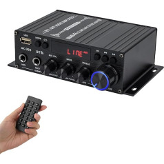 Mini audio jaudas pastiprinātājs 400W + 400W, skaļruņu pastiprinātājs Bluetooth uztvērējs 5.0 2.0 CH ar 12V 5A barošanas avotu, auto garāžas mūzikas atskaņotājs