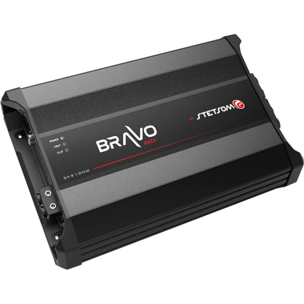 Stetsom Bravo Bass 5000 1 Ohm mono zemfrekvenču pastiprinātājs, 5000.1 5K W RMS, 1Ω stabils, skaņas kvalitāte, Crossover & Bass Boost 5000W zemfrekvenču pastiprinātājs, Smart Coolers