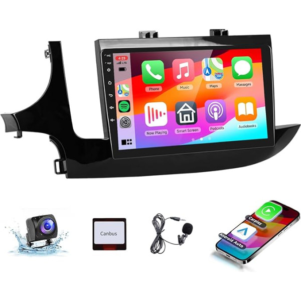 Podofo Carplay auto radio Buick Encore/Opel Mokka X 2016-2019, 9 collu skārienjūtīgais ekrāns 2G+64G ar bezvadu Carplay Android Car, Bluetooth/GPS/WiFi/FM/RDS/SWC/HiFi/USB+reversācijas kamera