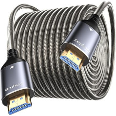 Txtcu 8K HDMI optiskās šķiedras kabelis 80 m, tērauda bruņas optiskais HDMI 2.1 kabelis 48 Gbps, īpaši ātrdarbīgs 8K @ 60Hz 4K @ 120Hz Dynamic HDR eARC Dolby HDCP 2.2 & 2.3 HDTV/Projektors/ Mājas kino/TV